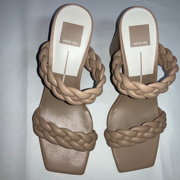 Dolce Vita Paily block heel sandals in Cafe Sz 8.5 square toe braided straps - Picture 3 of 7